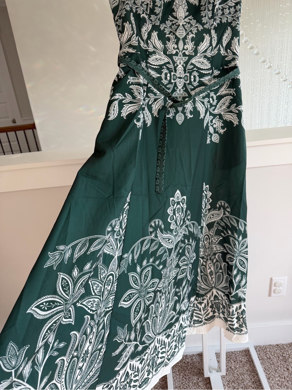 Commense Printed Green Dress with Belt - Picture 7 of 10